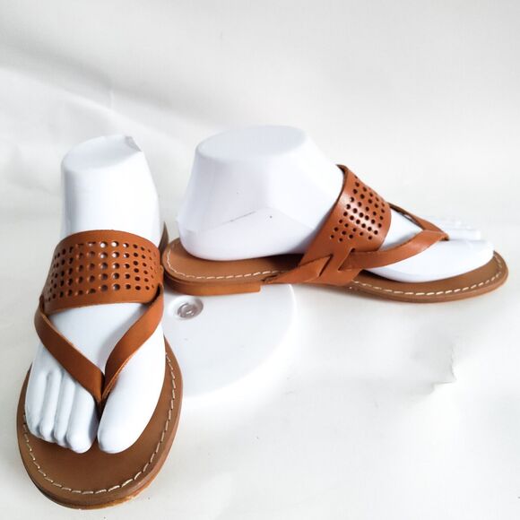 Mariella Boho Camel Tan Made in Italy Flip Flops Thongs Slides Sandals Size 7 - Picture 6 of 11